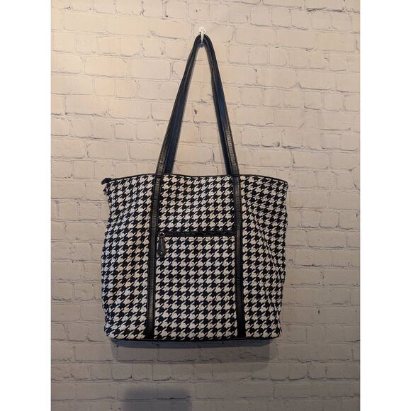 Vera Bradley large quilted fabric houndstooth tote bag - Picture 1 of 8